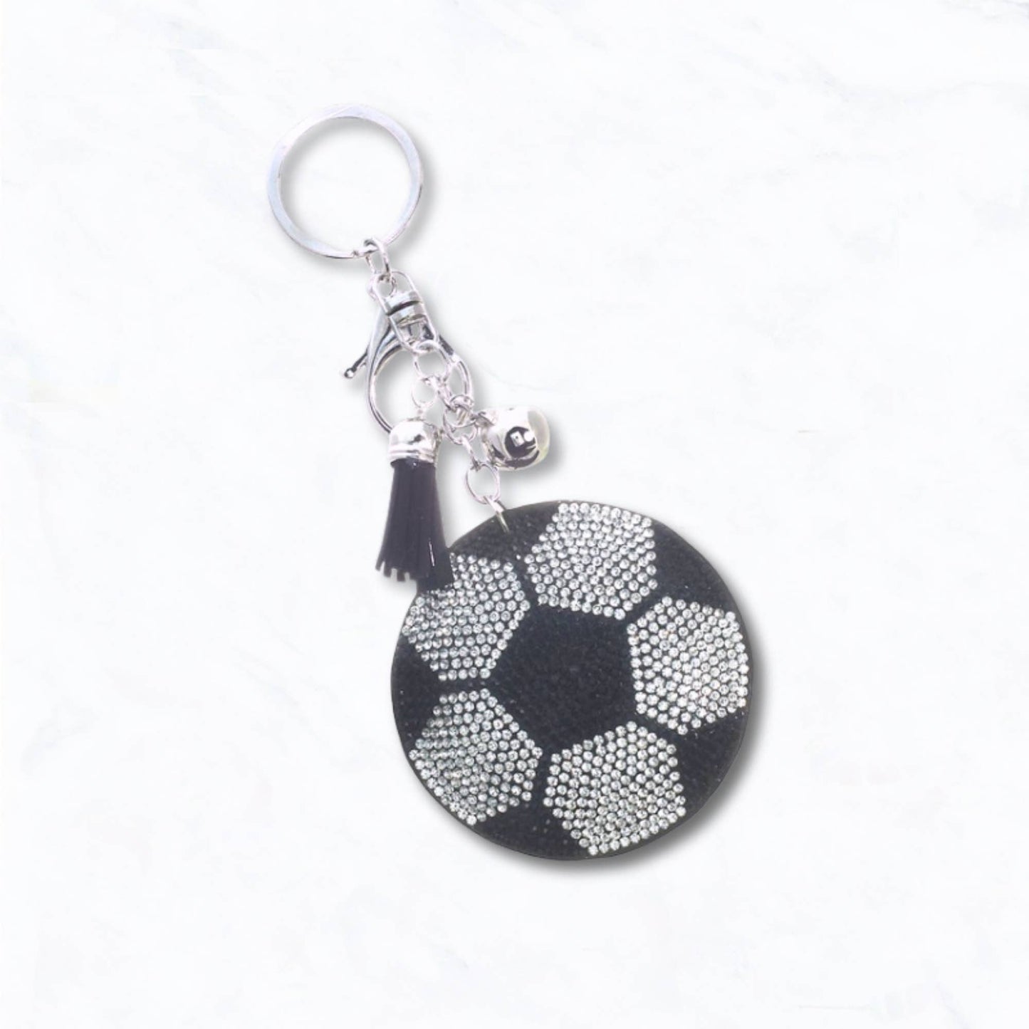 Rhinestone Soccer Ball Keychain with Tassel