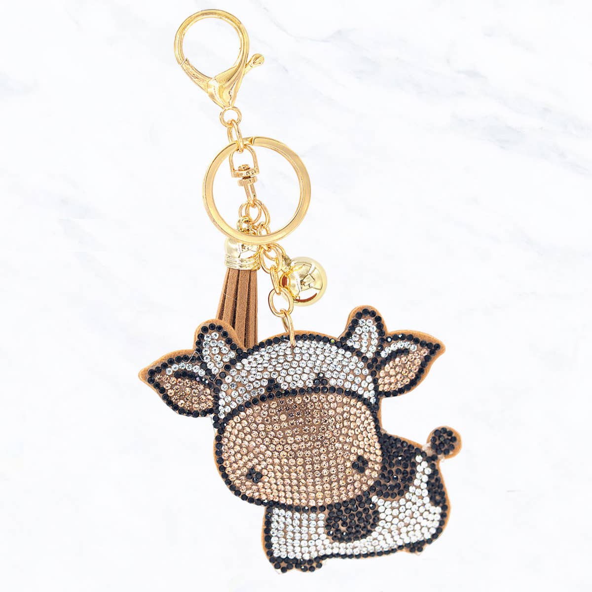 Glitter Cow Character Keychain
