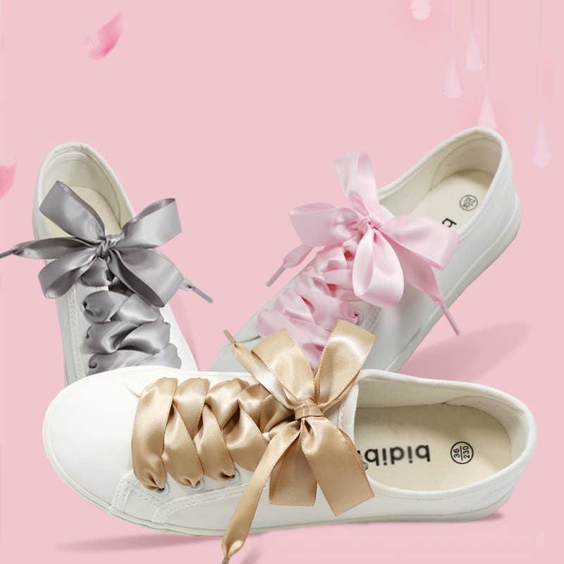 SILK SATIN RIBBON BOW PAIR SHOE LACES
