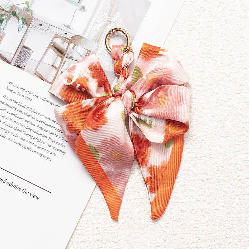 Vintage Print Satin Bow Bag Charms