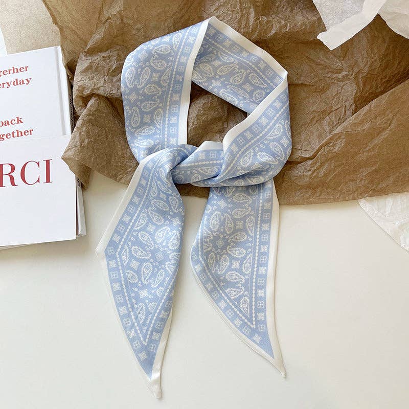 Narrow Long Satin Silk-Feel Scarf