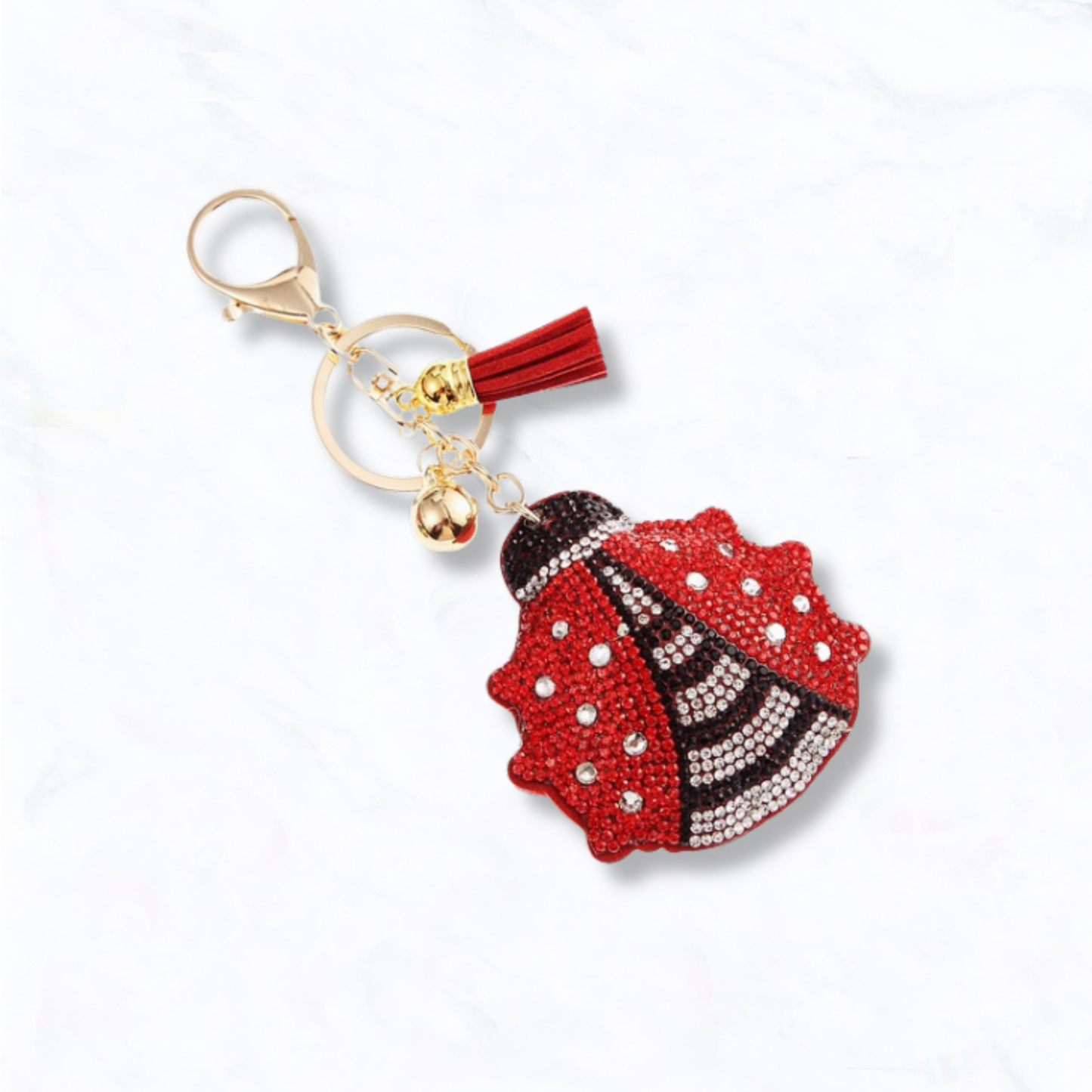Rhinestone Ladybug Keychain with Tassel