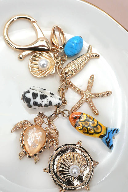 OCEAN PORCELAIN FISH SEA SHELL STARFISH BAG CHARM