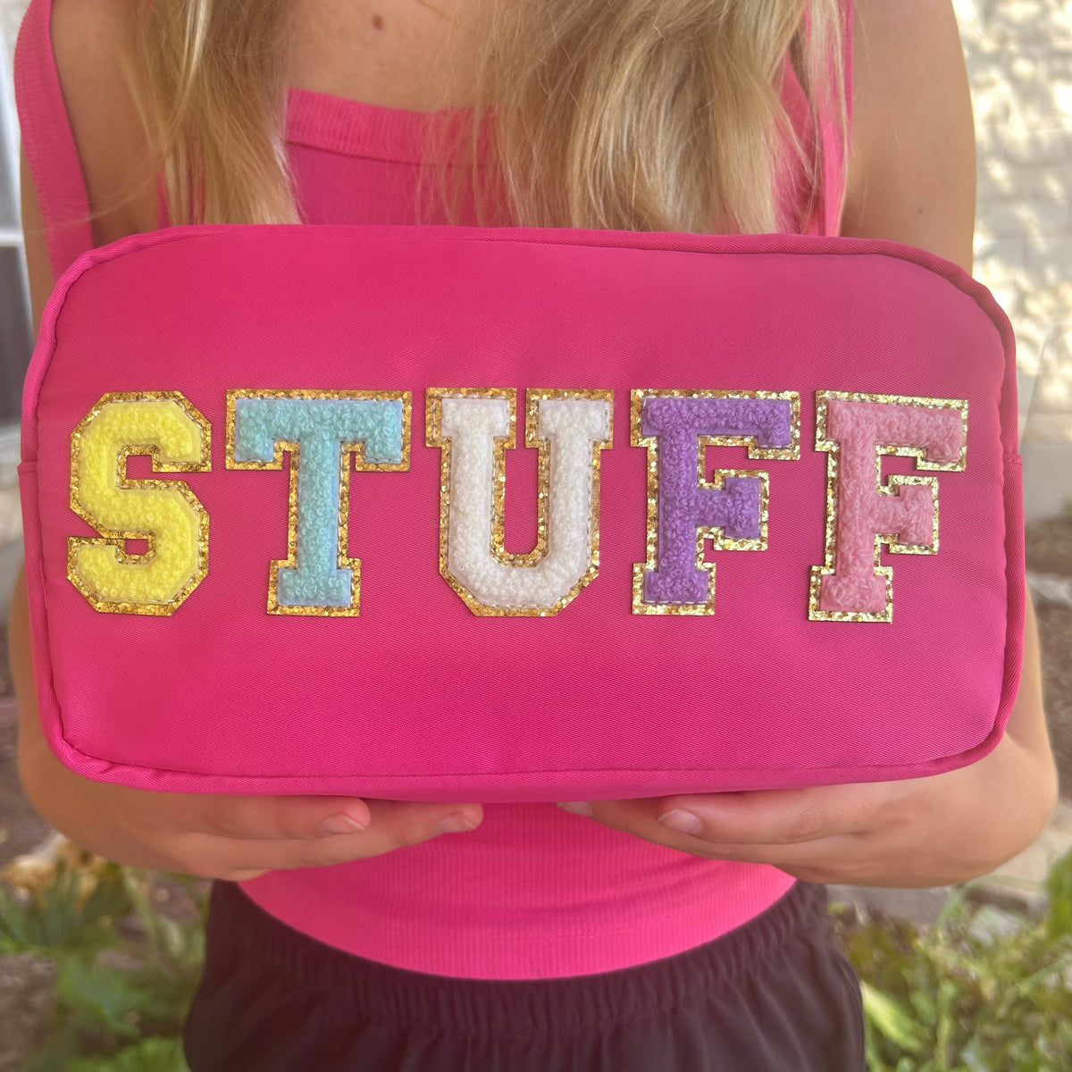 CLEARANCE Cosmetic or Toiletry Bag with Varsity Letter Patch