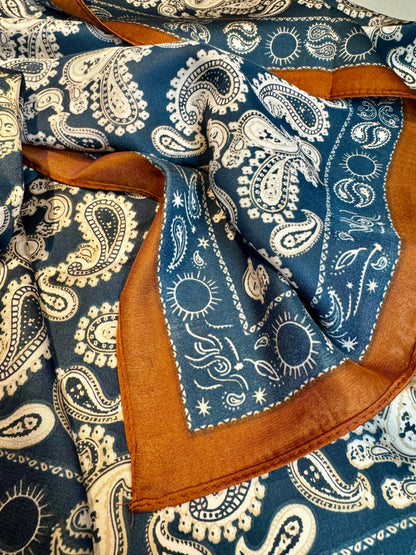 Western Paisley Silk Scarf Bandana