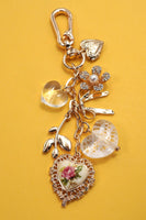 PORCELAIN LACE HEART FLORAL BAG CHARM