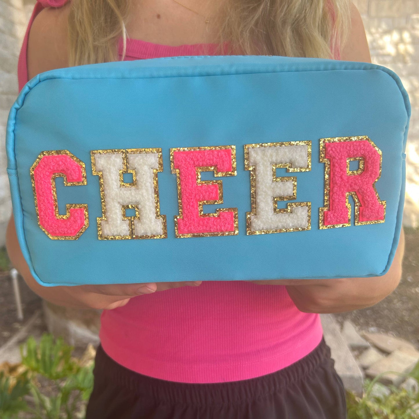 CLEARANCE Cosmetic or Toiletry Bag with Varsity Letter Patch