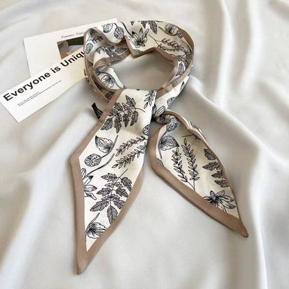 Narrow Long Satin Silk-Feel Scarf