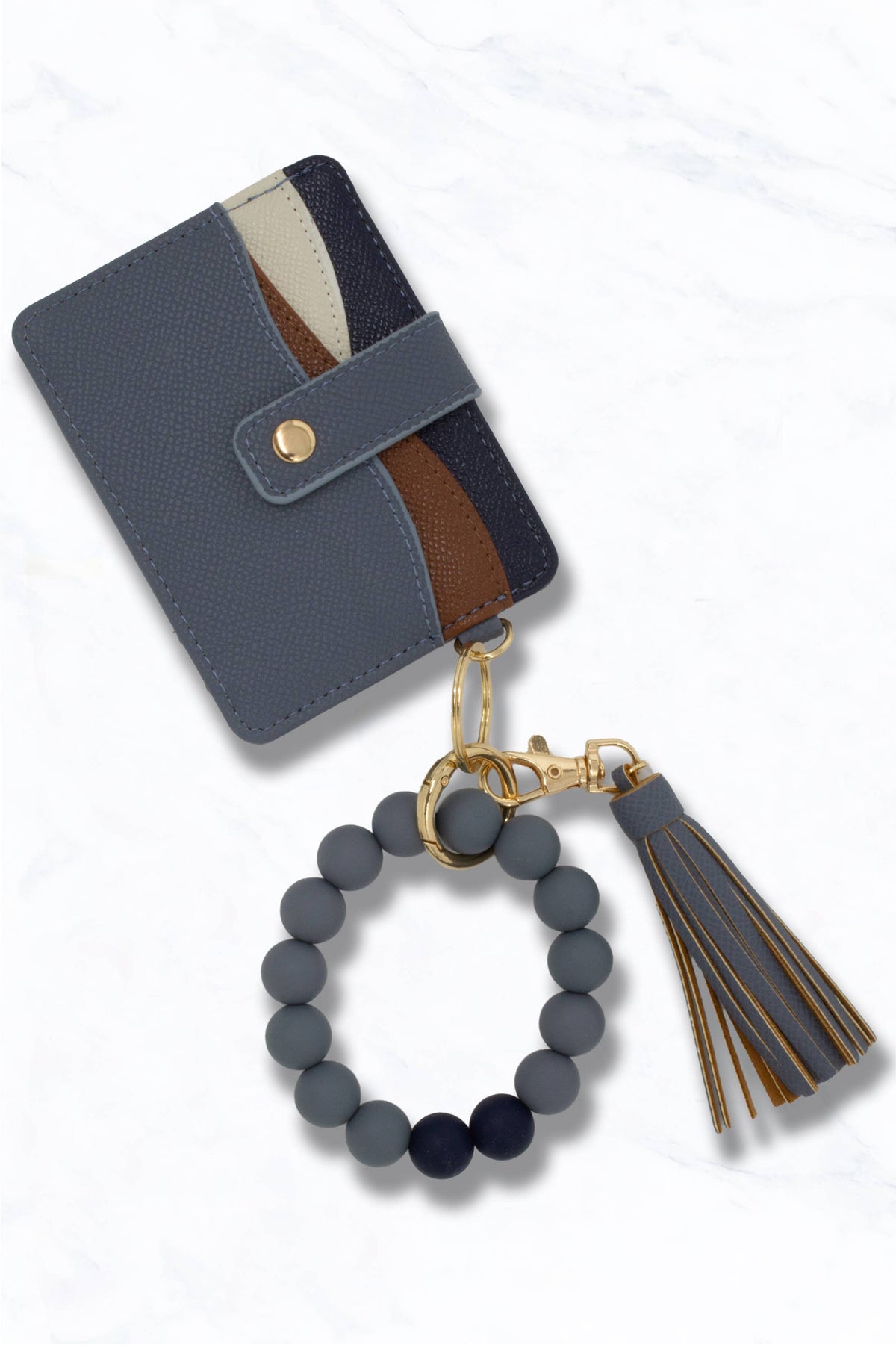 Faux Leather Card Holder Wallet Keychain