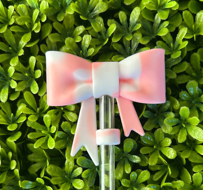 Tie Dye Bow Straw Topper