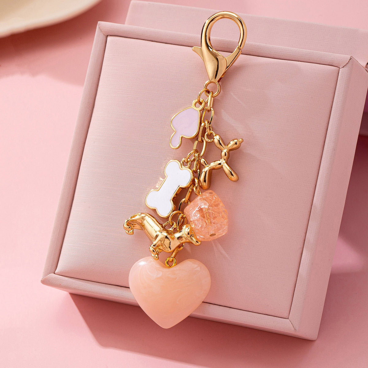 HEART DOG BONE KEY CHAIN BAG CHARM