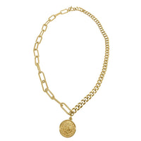 Coin Mixed Chain Necklace silver gold