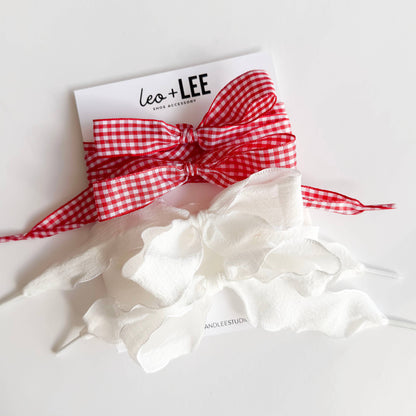  Gingham Shoe Lace Sets– Ribbon Bow Shoe Accessories