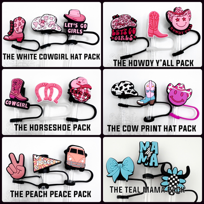 Straw Topper 3 pack - Groovy & Western Cowgirl Theme