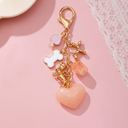HEART DOG BONE KEY CHAIN BAG CHARM
