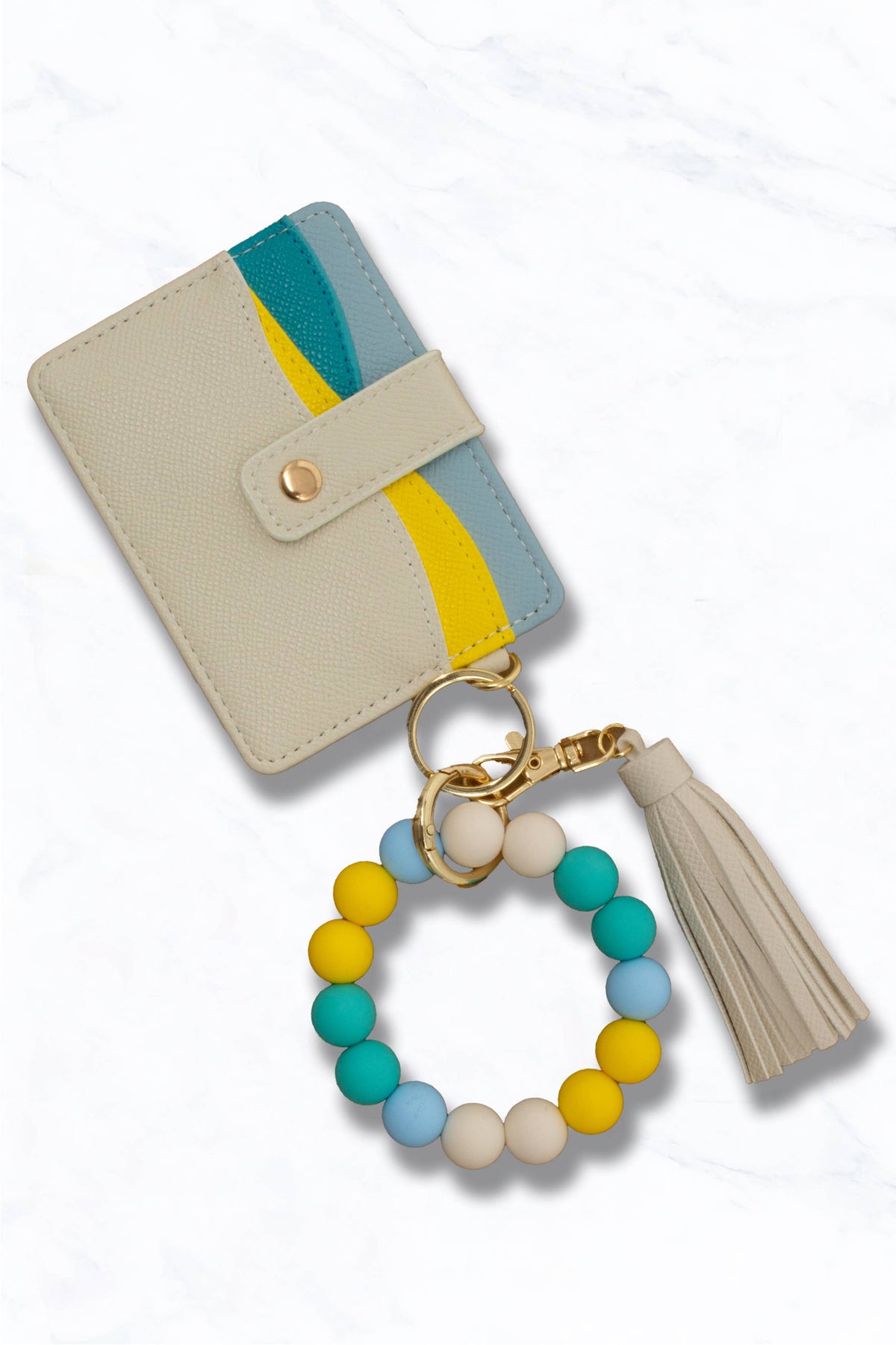 Faux Leather Card Holder Wallet Keychain