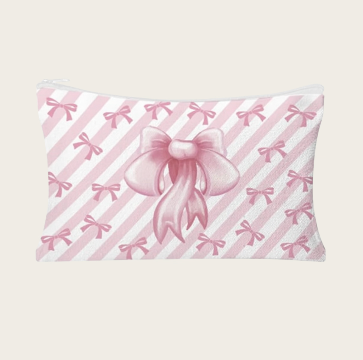 Pink bow canvas cosmetic bags