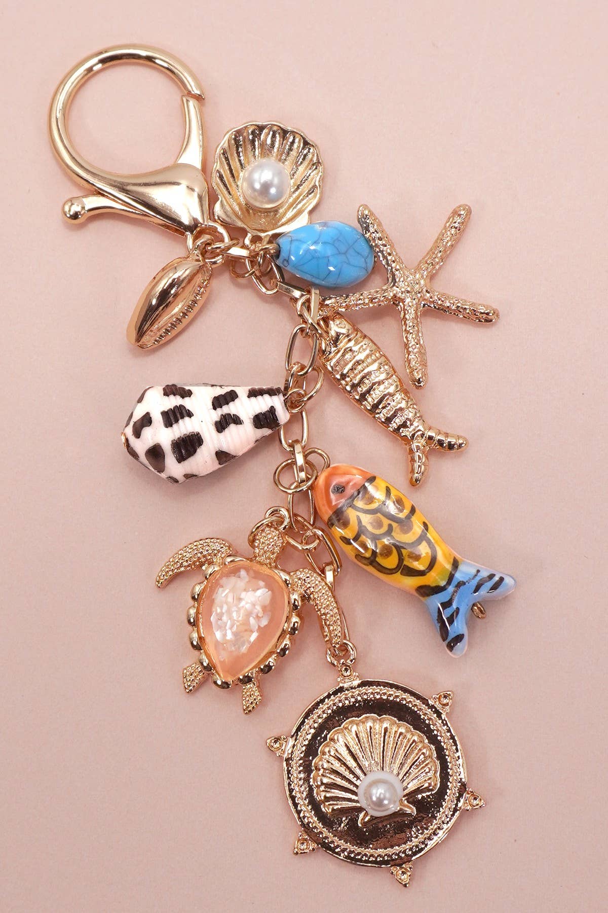OCEAN PORCELAIN FISH SEA SHELL STARFISH BAG CHARM