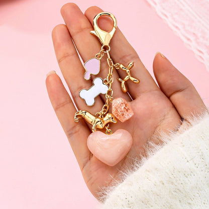 HEART DOG BONE KEY CHAIN BAG CHARM