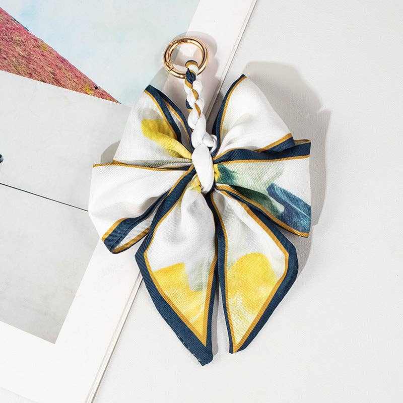 Vintage Print Satin Bow Bag Charms