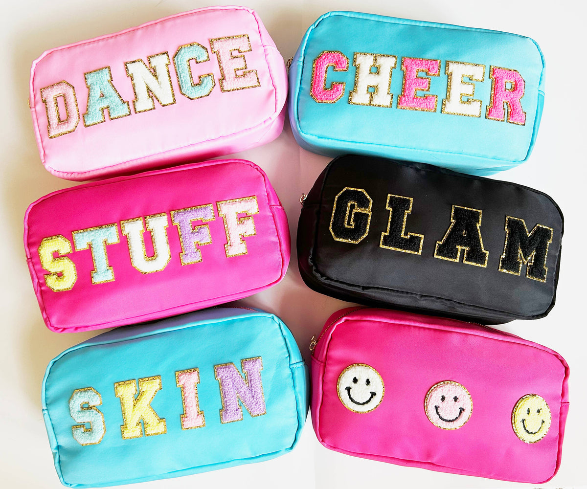 CLEARANCE Cosmetic or Toiletry Bag with Varsity Letter Patch