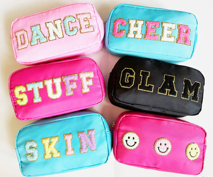 CLEARANCE Cosmetic or Toiletry Bag with Varsity Letter Patch