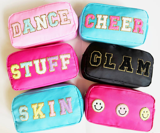 CLEARANCE Cosmetic or Toiletry Bag with Varsity Letter Patch