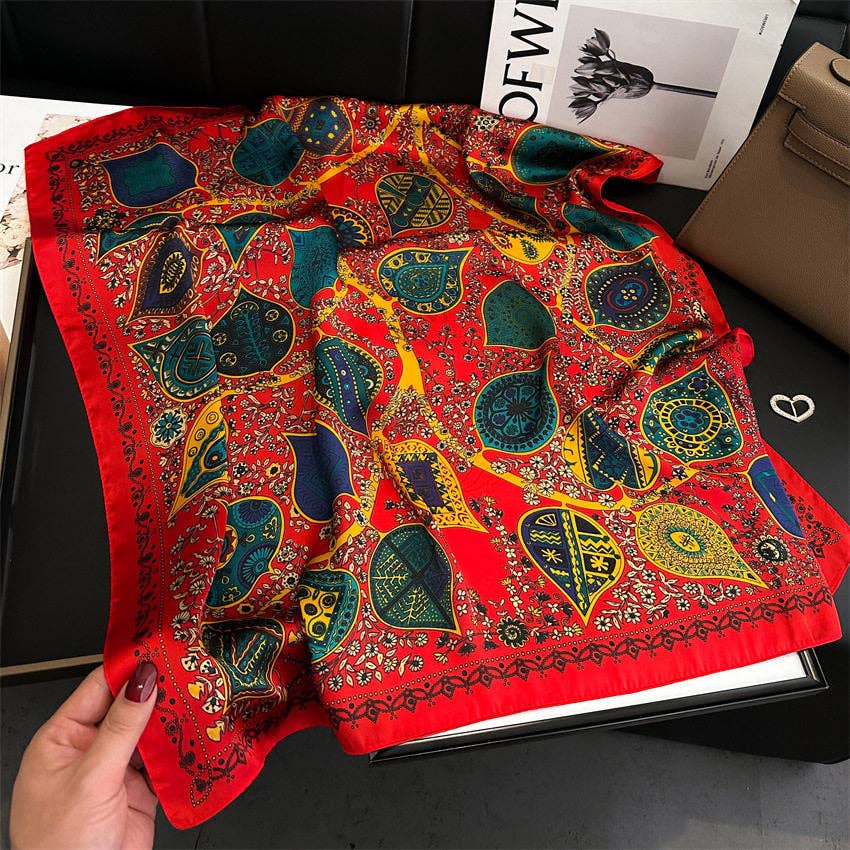 Vintage Print Silk Scarf