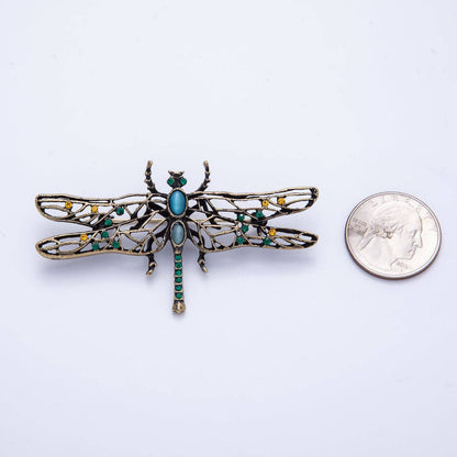 Vintage Gold 71mm x 40mm Dragonfly Insect Animal Pin Brooch | BH-028