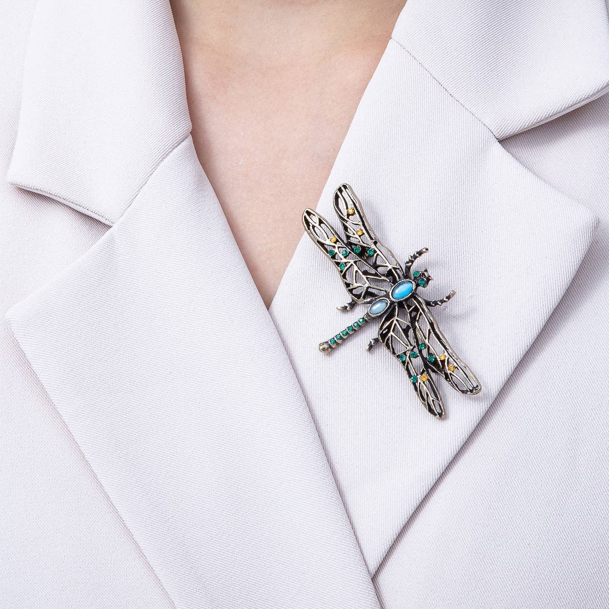 Vintage Gold 71mm x 40mm Dragonfly Insect Animal Pin Brooch | BH-028