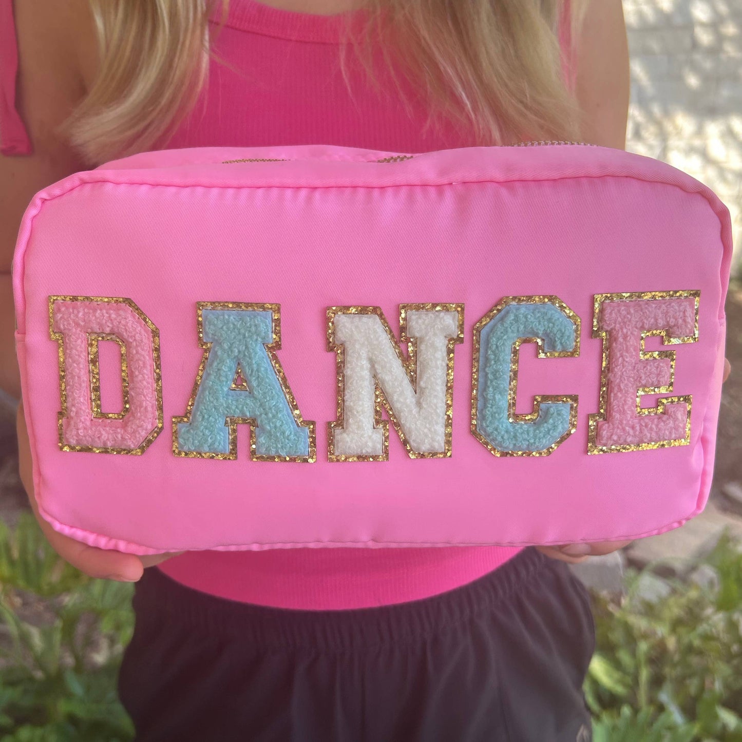 CLEARANCE Cosmetic or Toiletry Bag with Varsity Letter Patch