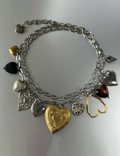 Heart-Shaped Pearl Vintage Rock Necklace