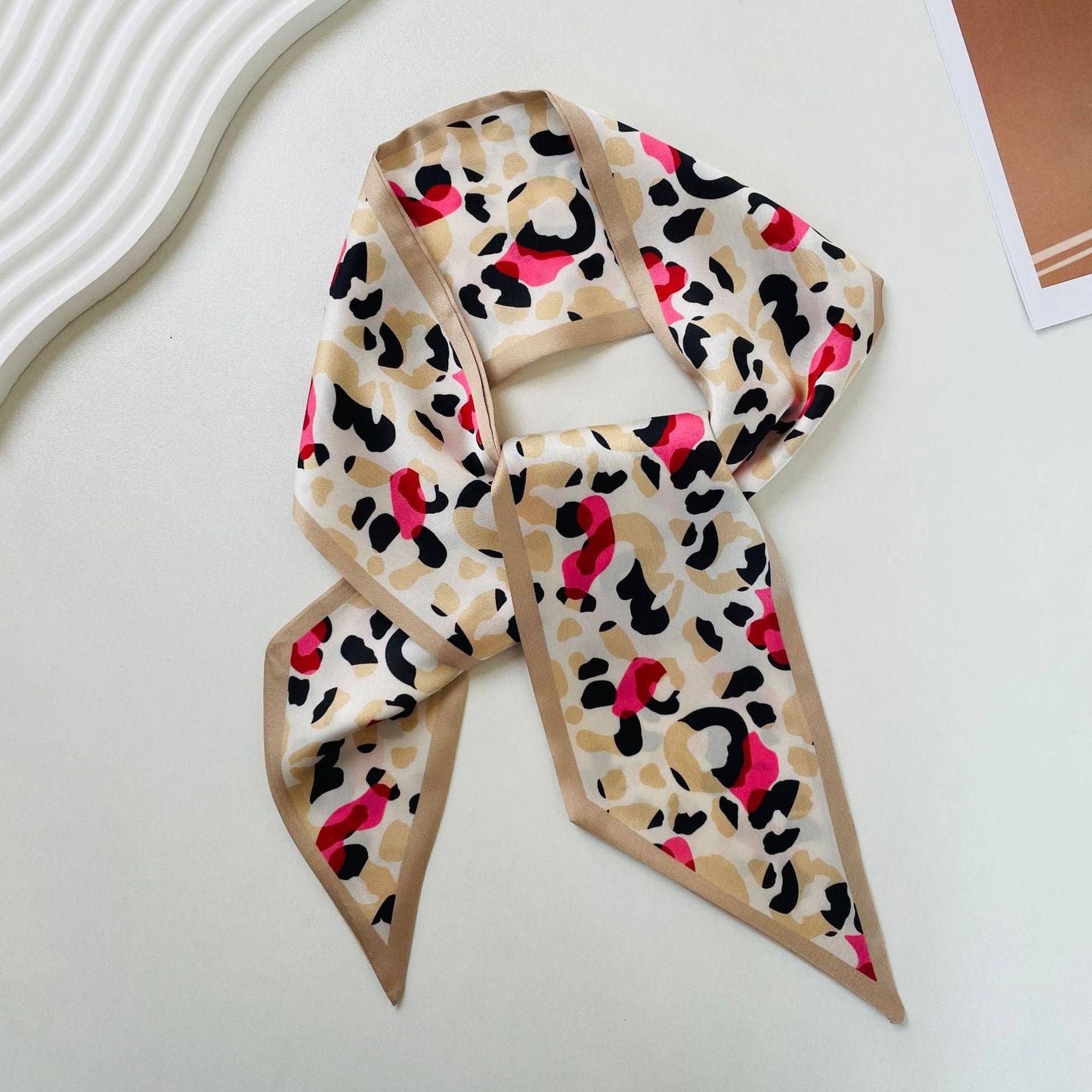 Narrow Long Satin Silk-Feel Scarf